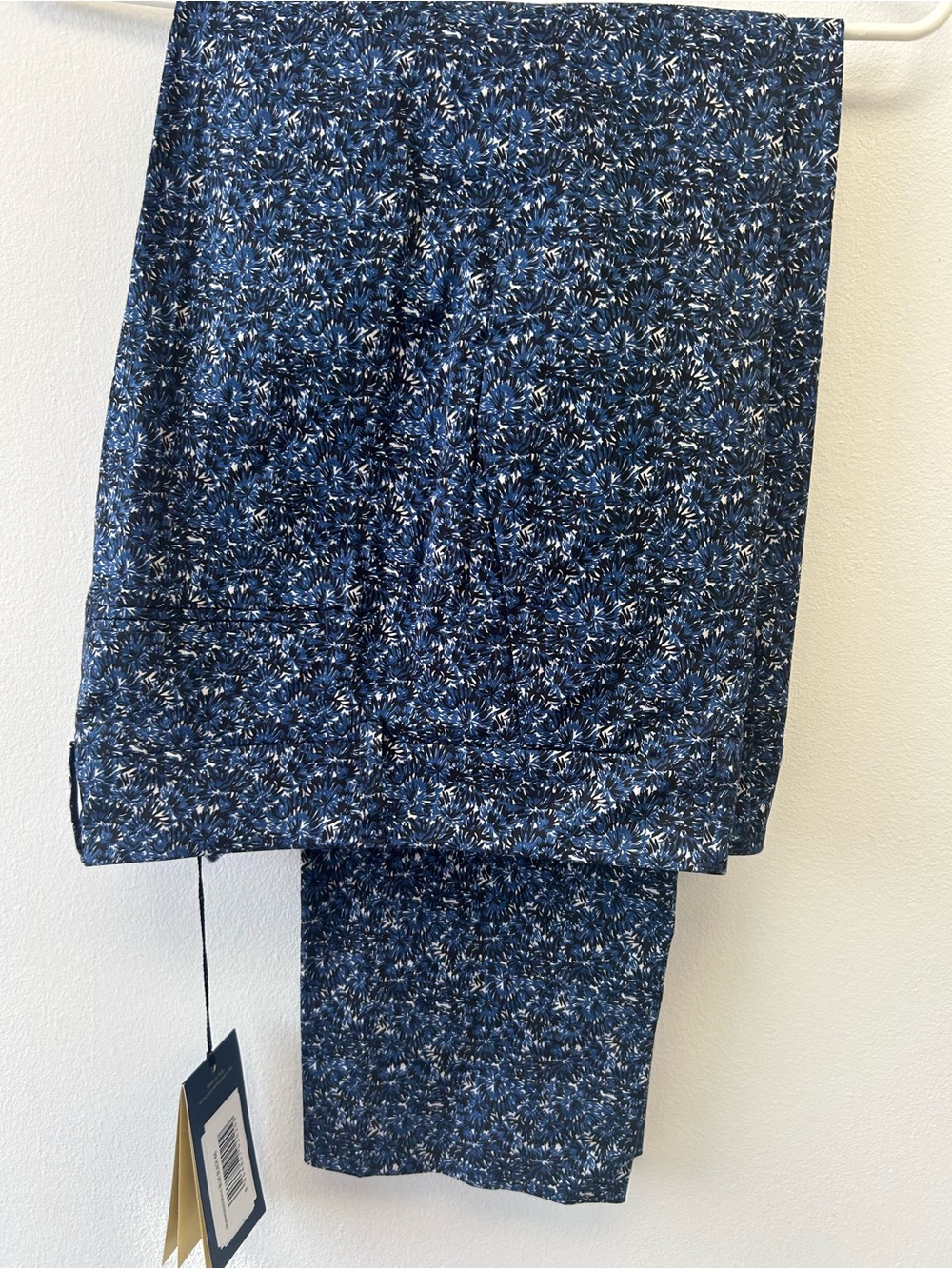Piazza Sempione Navy Blue Floral-Print Chinos